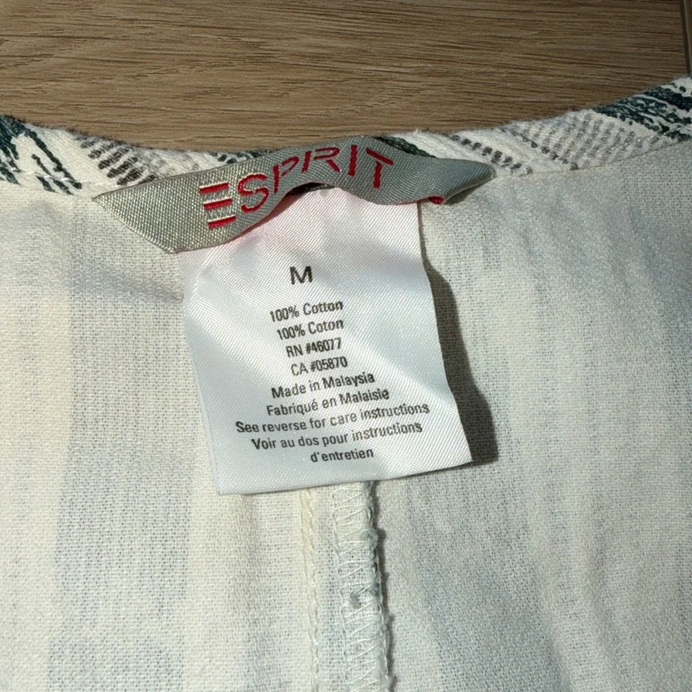 VTG Esprit Green and White Striped V-Neck Crop Button Top 90s festival medium - Picture 5 of 6